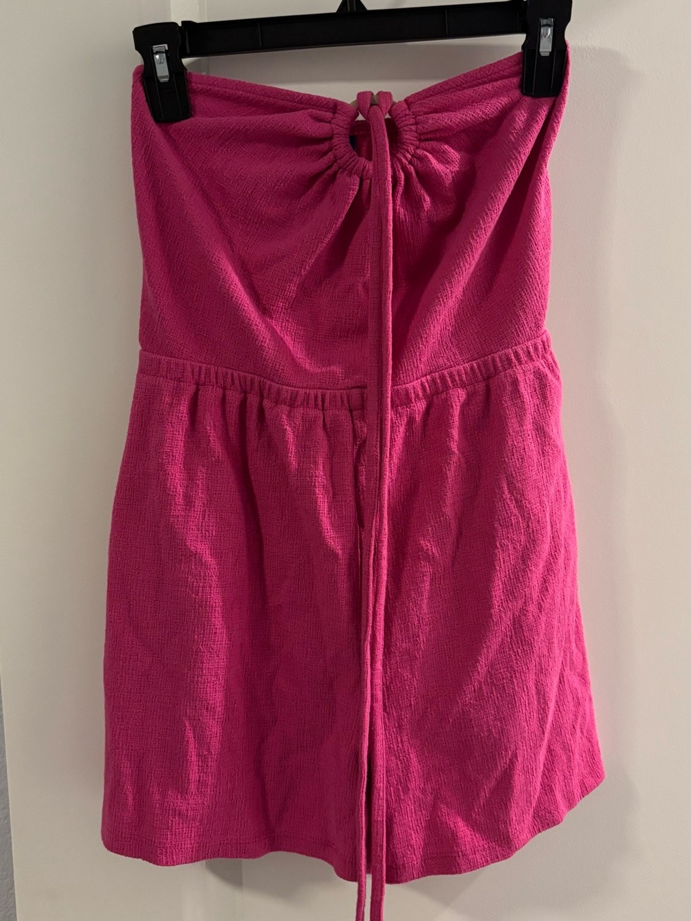 Fuchsia Strapless Tie-Front romper